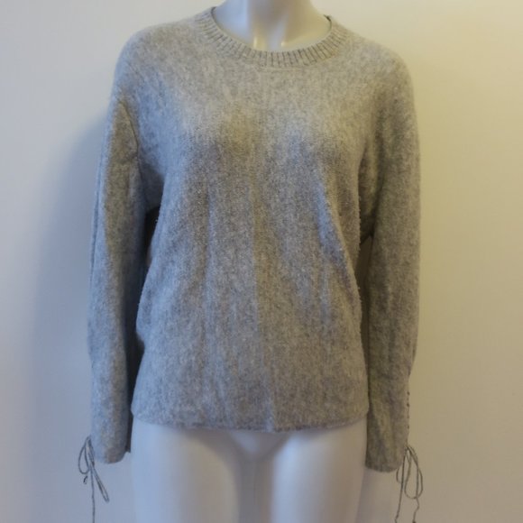 *Womens 3.1 Phillip Lim Gray Laced Sleeve Wool Blend Pullover Sweater M - Picture 1 of 10